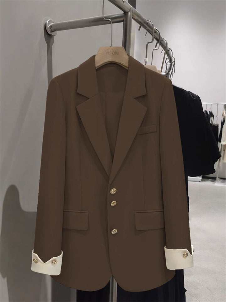 Damen Eleganter Blazer mit goldenen Knopfdetails Drune