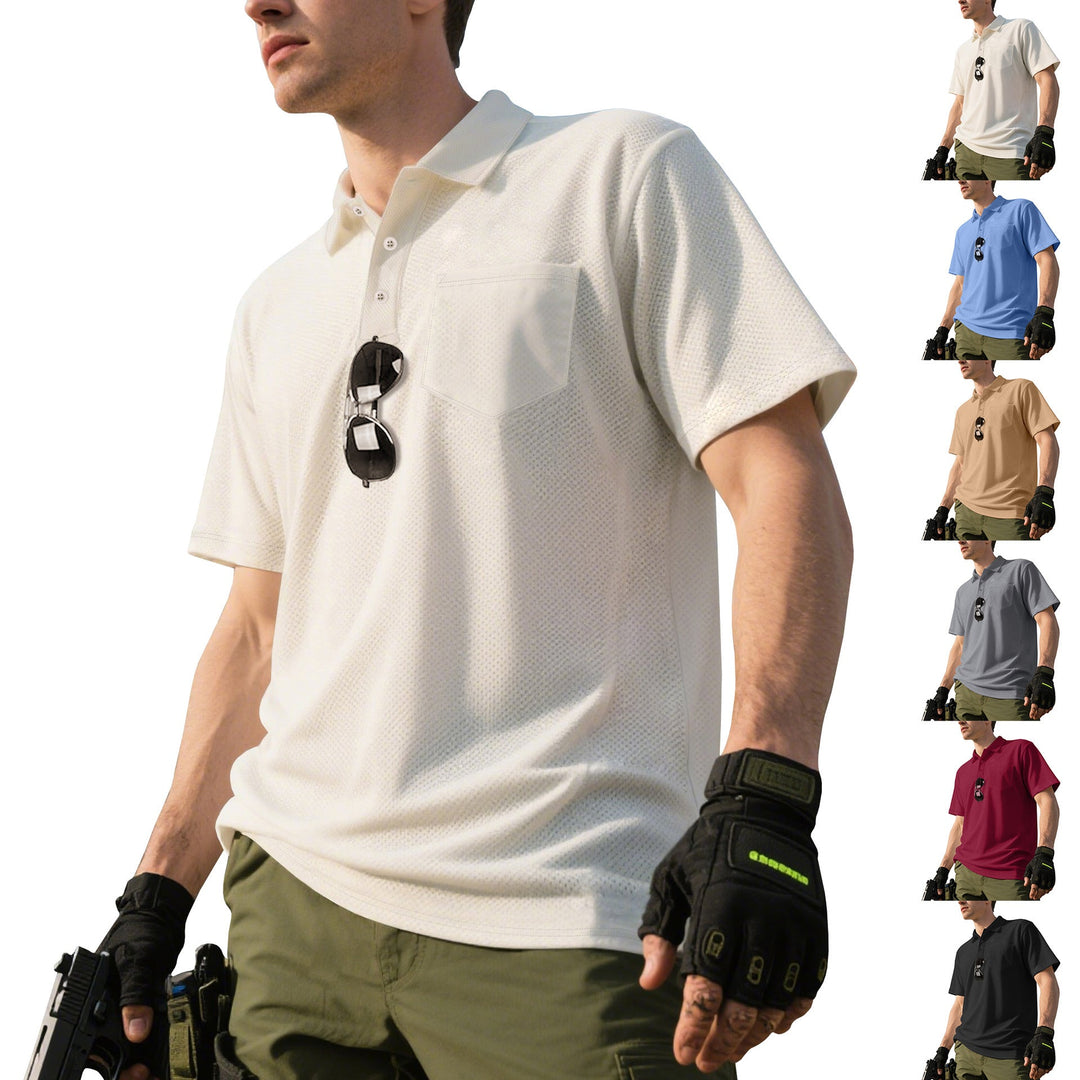 Herren nan funktionelles Kurzarm-Poloshirt mit Brusttasche, eingearbeiteter Stiftlasche und mikroperforierter Belüftung Drune