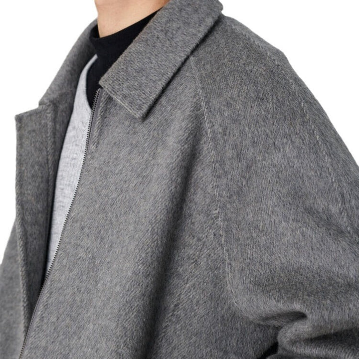 Herren Boxy‑Wollblouson mit verdecktem Zwei‑Wege‑Reißverschluss und Hemdkragen Drune