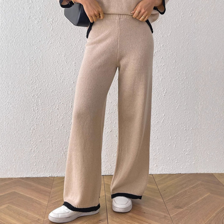 Damen lässige Strickhose mit kontrastierendem Bündchen Drune