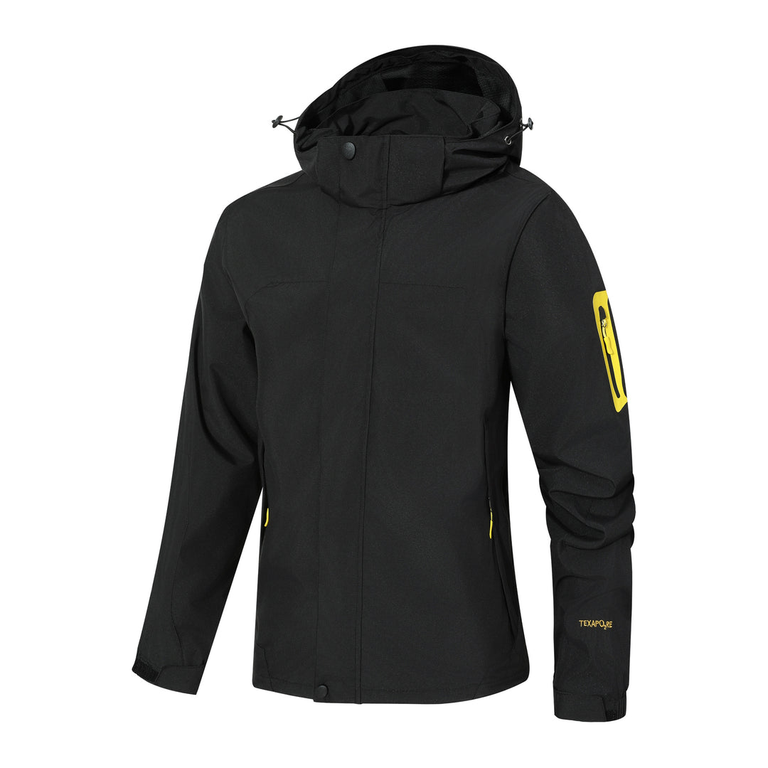 Herren Wasserdichte Softshell-Outdoorjacke mit Kapuze, Ärmel-Reißverschlusstasche und winddichter Membran Drune