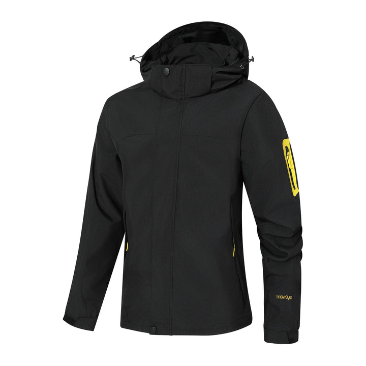 Herren Wasserdichte Softshell-Outdoorjacke mit Kapuze, Ärmel-Reißverschlusstasche und winddichter Membran Drune