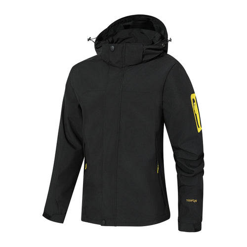 Herren Wasserdichte Softshell-Outdoorjacke mit Kapuze, Ärmel-Reißverschlusstasche und winddichter Membran Drune
