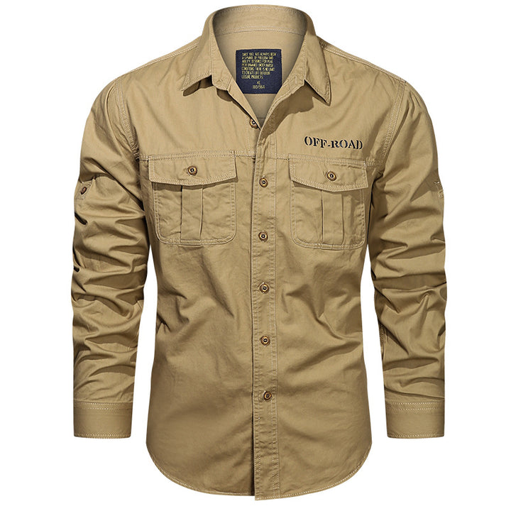 Herren nan robustes Utility-Hemd mit aufgesetzten Brusttaschen und Ärmelriegel Drune