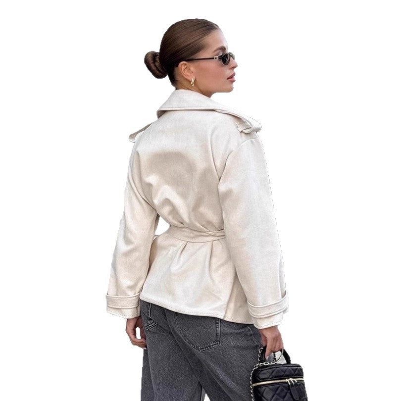 Damen Elegante Utility-Jacke mit Taillengürtel und entspannter Passform Drune