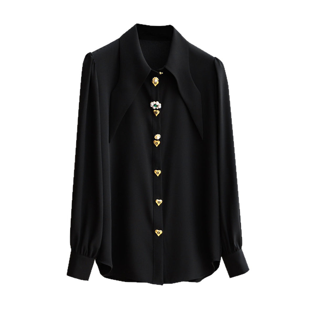 Damen Elegante und raffinierte Bluse mit Schmuckknöpfen Drune