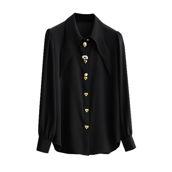 Damen Elegante und raffinierte Bluse mit Schmuckknöpfen Drune