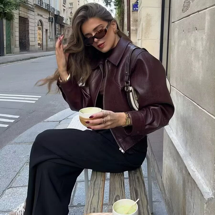 Damen Lässige Jacke mit hochschließendem Kragen und elastischem Bund Drune