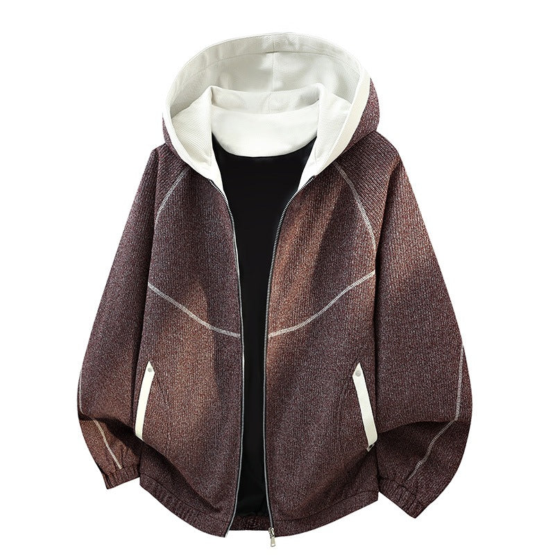 Damen Oversize-Struktur-Kapuzenjacke mit Kontrastfutter, durchgehendem Reißverschluss & Eingrifftaschen Drune
