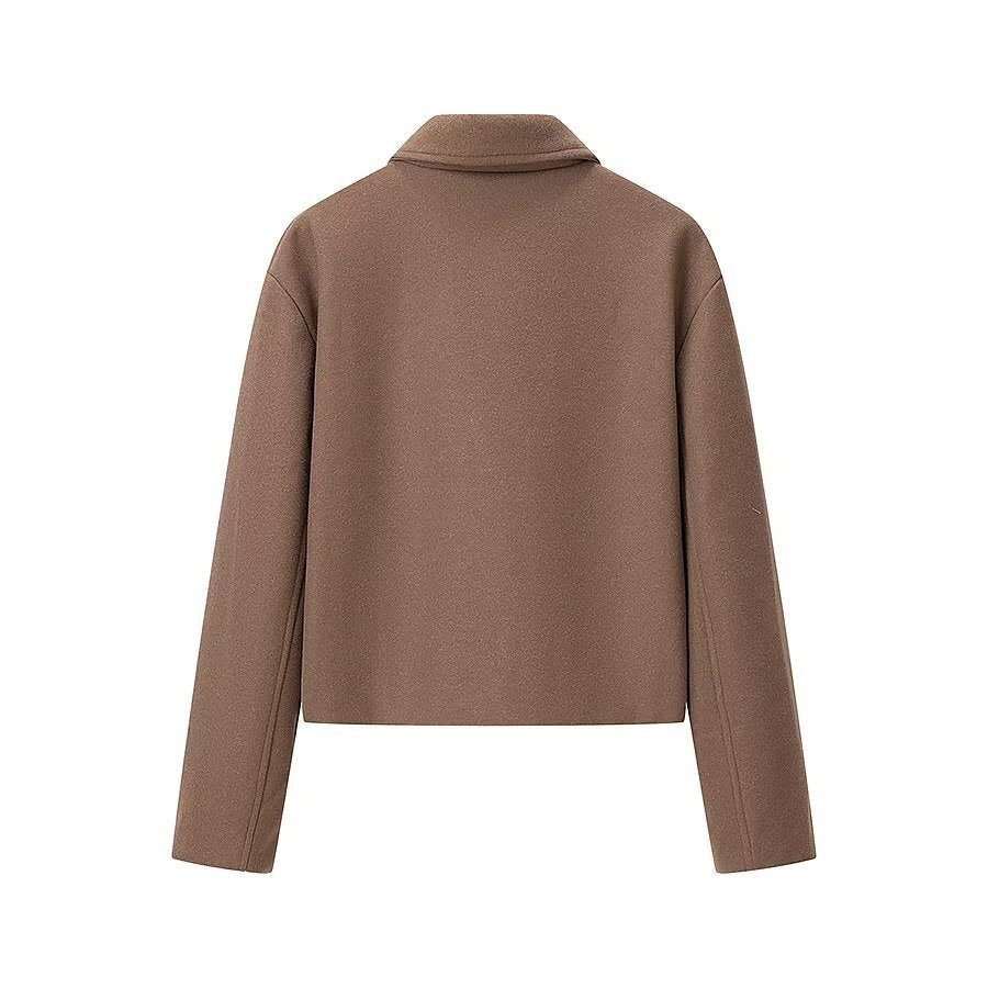 Damen Kurzjacke aus Wollmix mit Reißverschluss und kastiger Oversize-Silhouette Drune