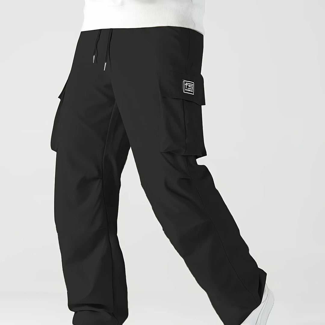 Herren Relaxed Cargo-Hose mit Tunnelzugbund, großen Klapp‑Utilitytaschen und geradem Bein Drune