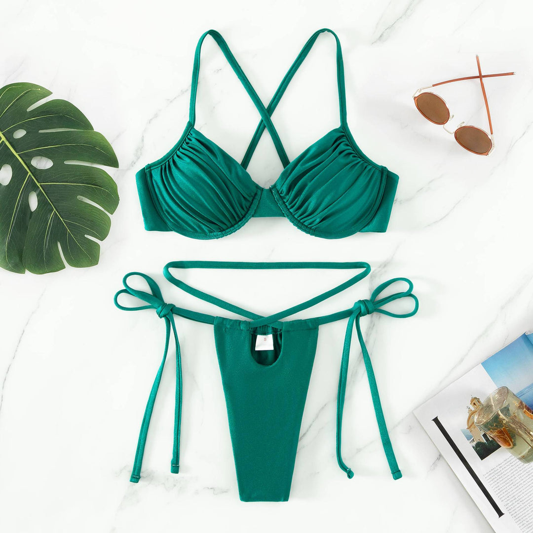 Damen Push-Up Bikini-Set mit gekreuzten Trägern Drune