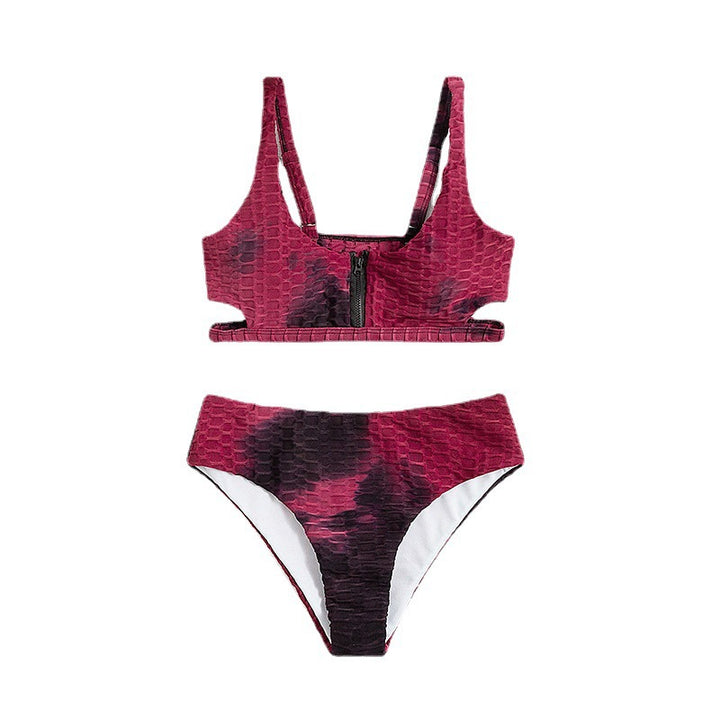 Damen Bikiniset mit Reißverschluss und strukturiertem Design Drune