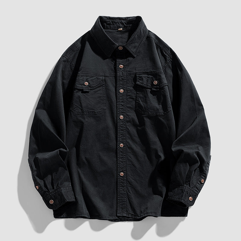 Herren Overshirt aus robustem Baumwoll‑Twill mit Pattentaschen und relaxed Fit Drune