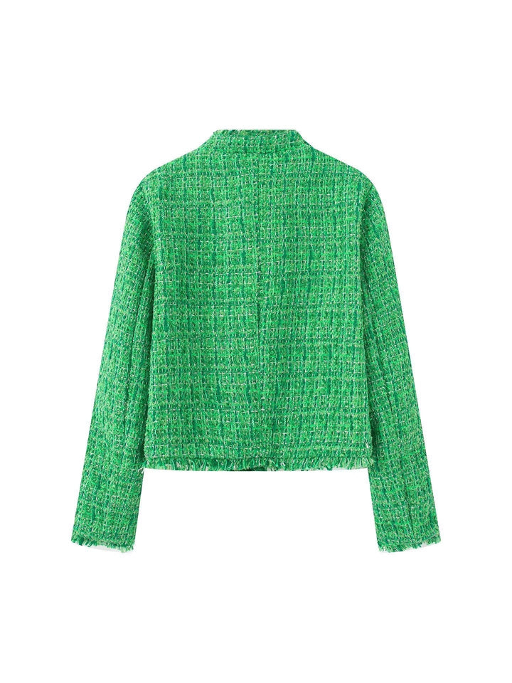Drune | Damen Stilvolle Kurze Jacke Strukturiertes Tweed