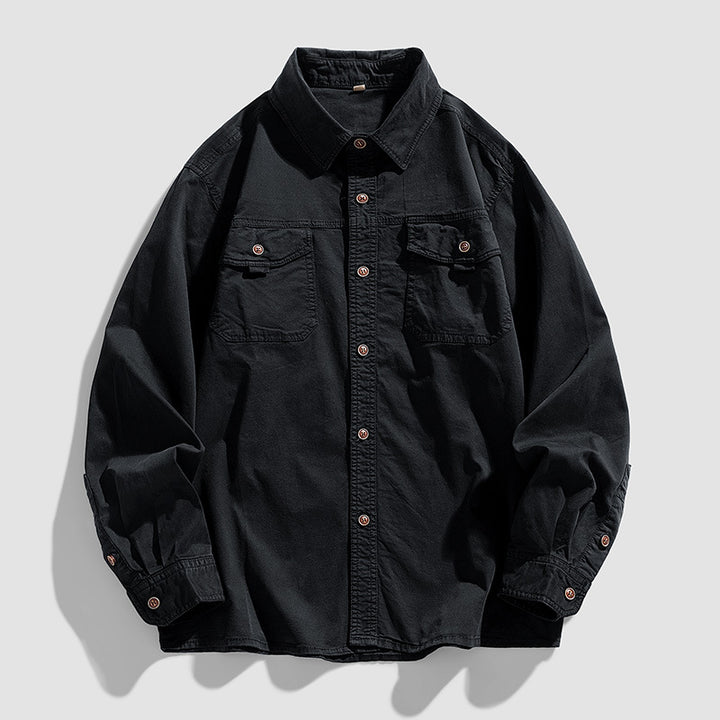 Herren Overshirt aus robustem Baumwoll‑Twill mit Pattentaschen und relaxed Fit Drune