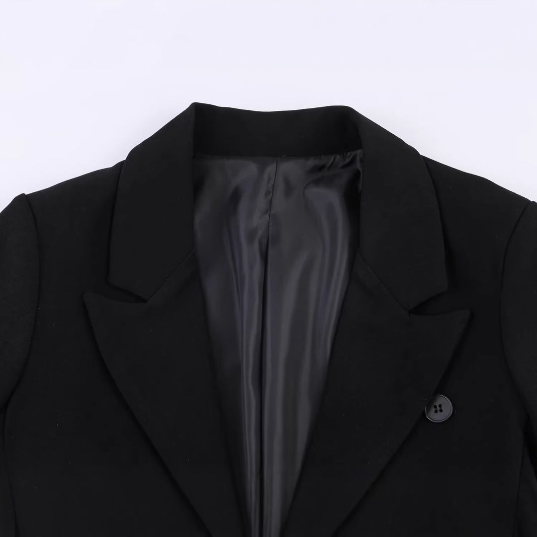 Damen Zweireihiger Blazer mit Schwalbenschwanz‑Saum und Cut‑Out‑Detail Drune