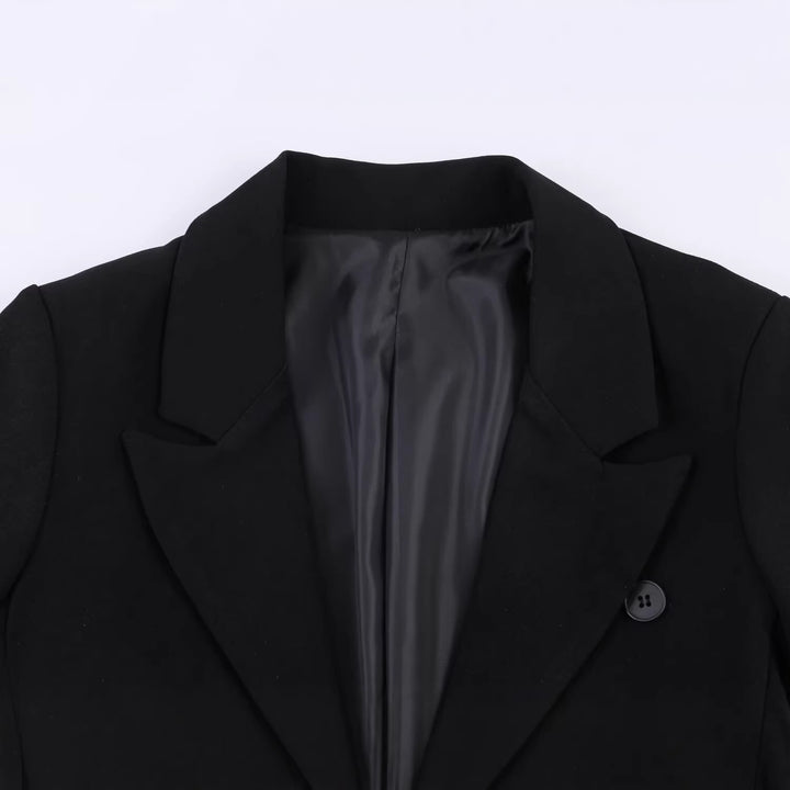 Damen Zweireihiger Blazer mit Schwalbenschwanz‑Saum und Cut‑Out‑Detail Drune