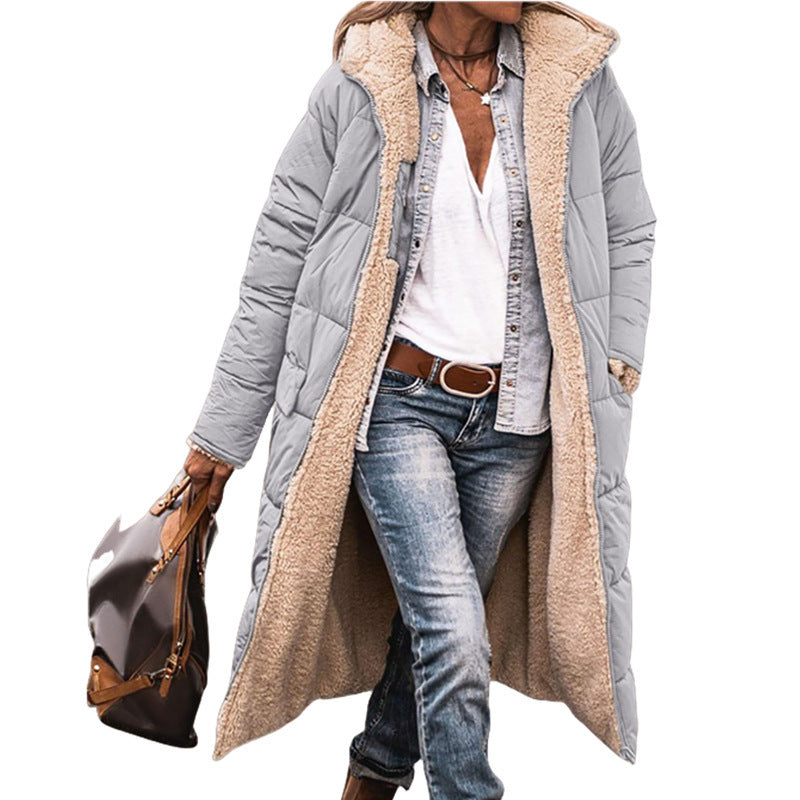 Damen gefütterte Langjacke mit Teddyfell-Innenfutter Drune