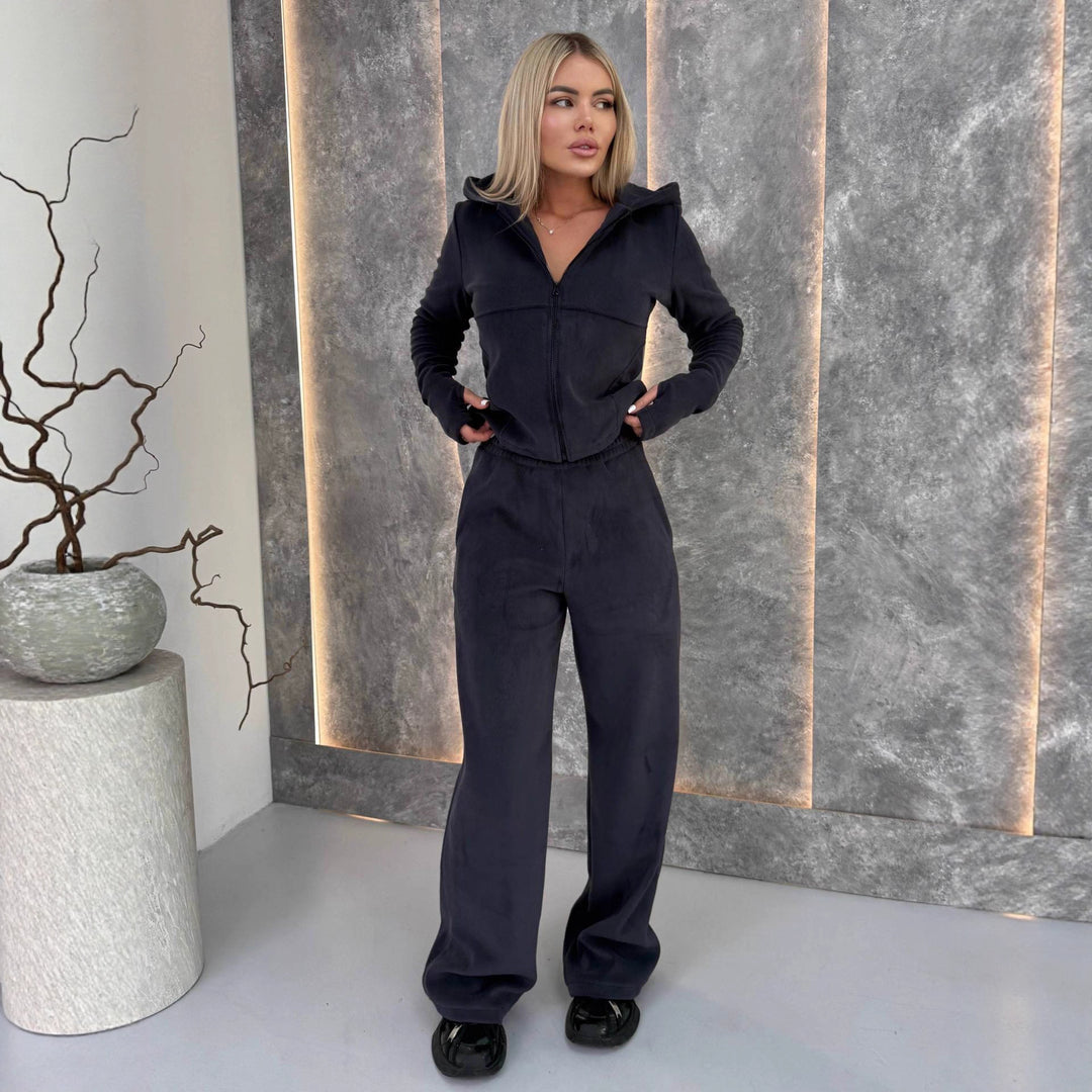 Damen Fleece-Jumpsuit mit hohem Kragen und praktischen Taschen Drune