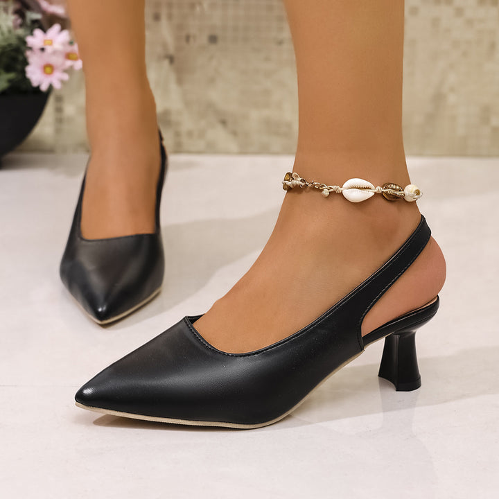 Damen Elegante Slingback‑Pumps mit spitzer Kappe, konischem Mittelhoch‑Absatz und elastischem Fersenriemen Drune