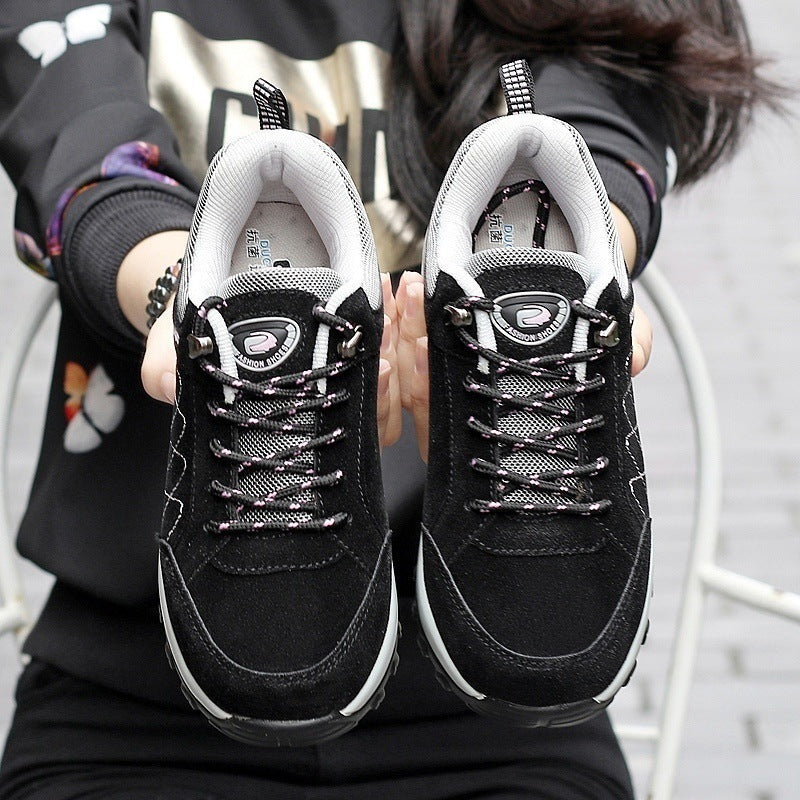 Damen Bequeme Outdoor-Walking-Sneaker mit verstärkter Profilsohle und gepolstertem Knöchelkragen Drune
