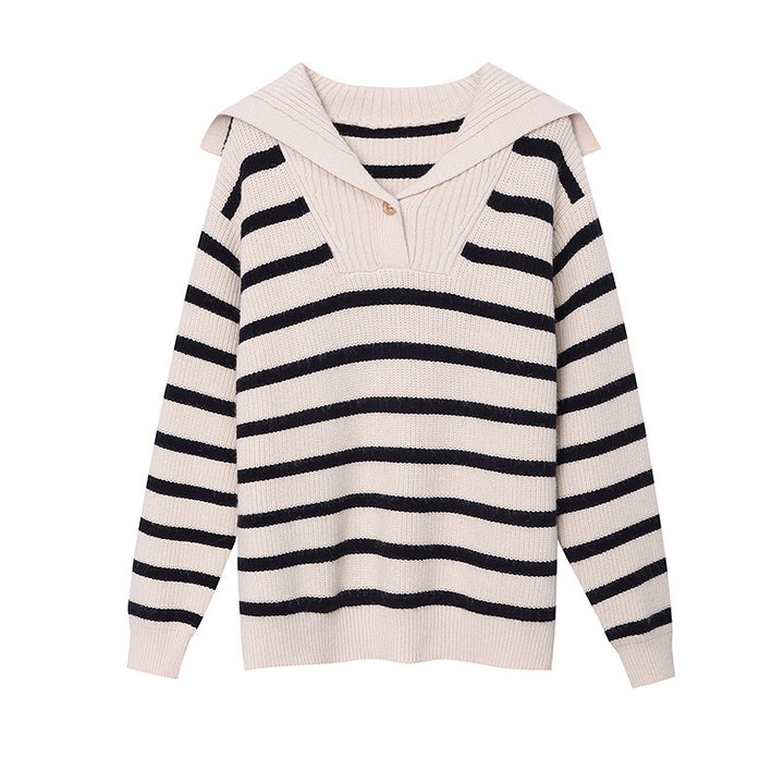 Damen klassischer Strickpullover mit maritimen Streifen Drune