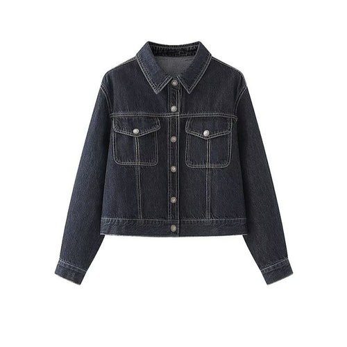 Damen Jeansjacke mit zwei aufgesetzten Brusttaschen und klassischem Kragen Drune