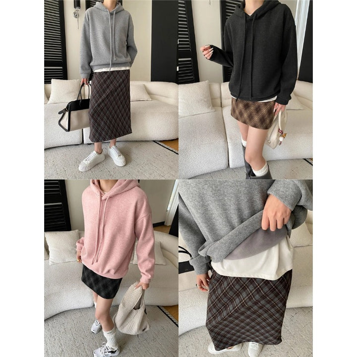 Damen lässiger Hoodie mit Kapuze und überschnittenen Schultern Drune