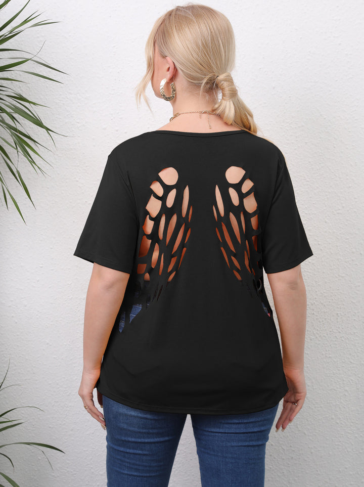 Damen angesagtes T-Shirt mit kreativen Ausschnitten Drune