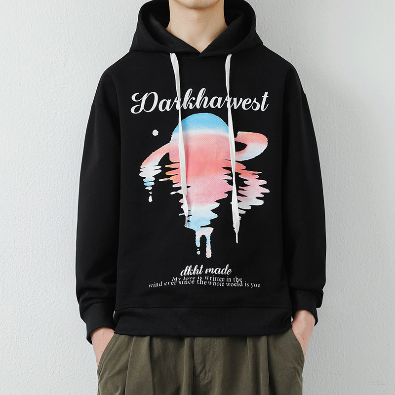 Herren Modischer Kapuzenpullover mit kreativen Grafikdruck Drune