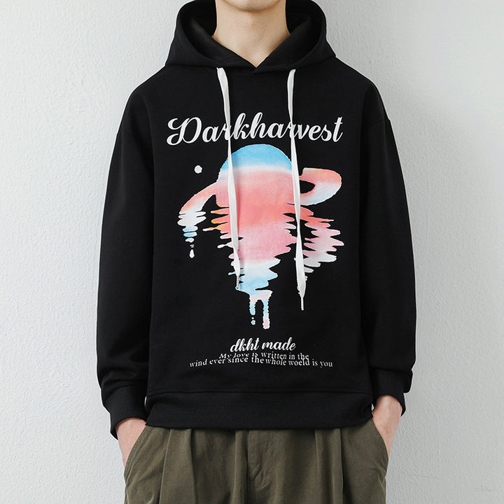 Herren Modischer Kapuzenpullover mit kreativen Grafikdruck Drune