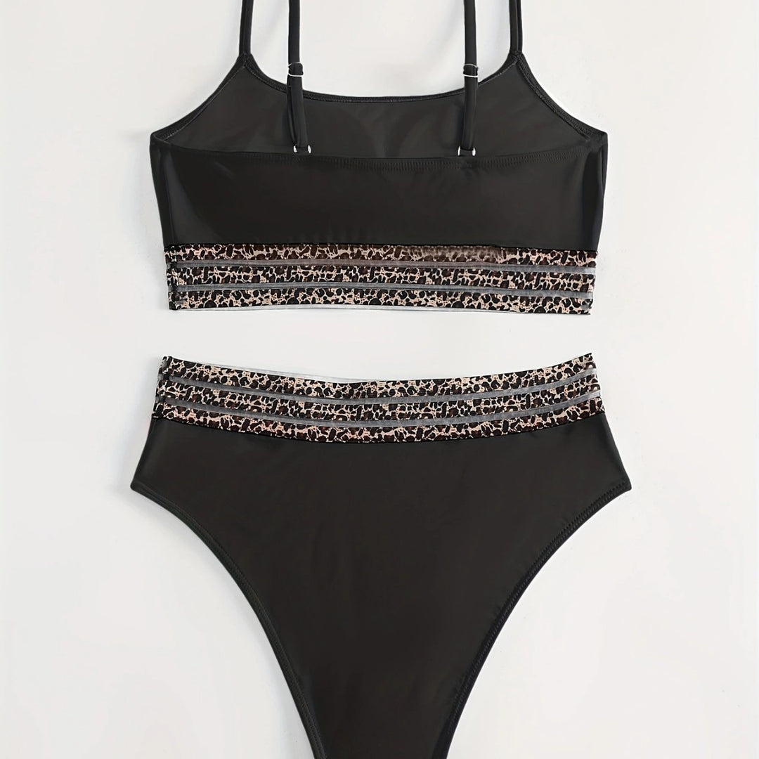 Damen Bikini-Top mit hoch geschnittenem Unterteil und Leopardendruck Drune