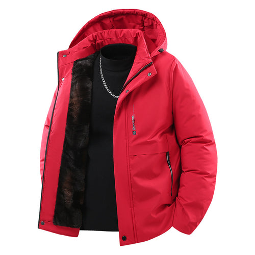 Herren Thermoisolierte Steppjacke mit Kunstfell-Innenfutter und Kapuze Drune