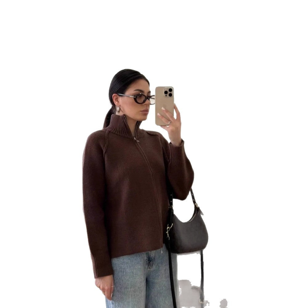 Damen Modische Strickjacke mit Reißverschluss Drune