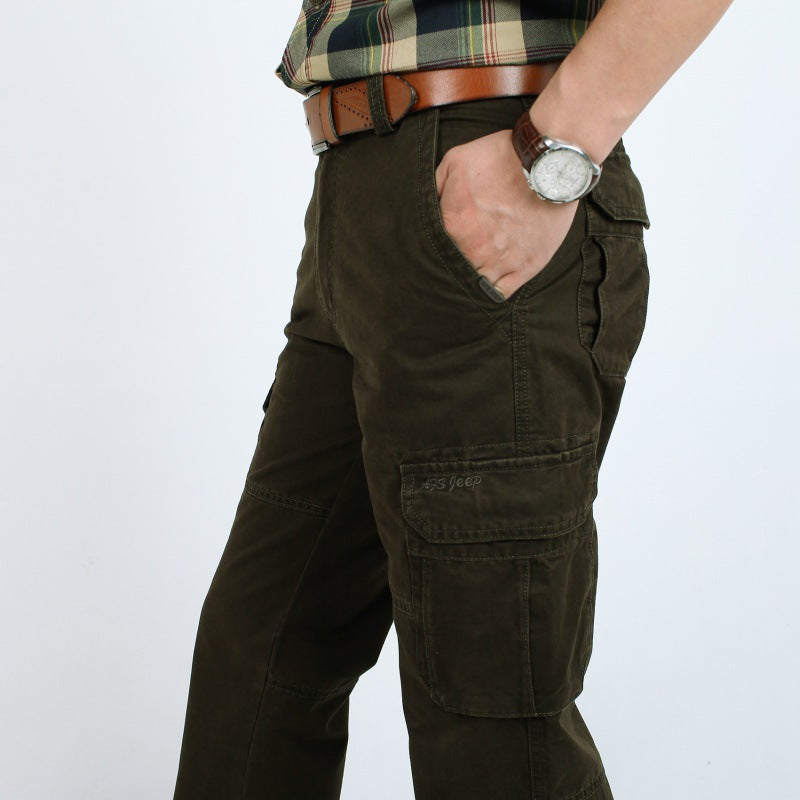 Herren Robust-elastische Canvas-Cargohose mit verstärkten Kniepartien und Multifach-Taschen Drune