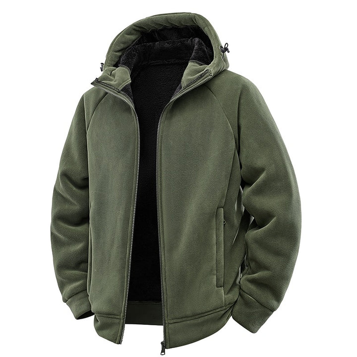 Herren Teddygefütterte Fleece‑Kapuzenjacke mit Thermofutter, durchgehendem Reißverschluss & Eingrifftaschen Drune
