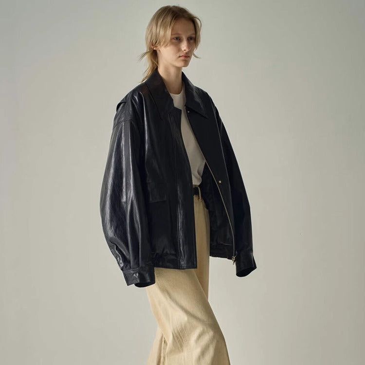 Damen Oversized Kunstlederjacke Drune