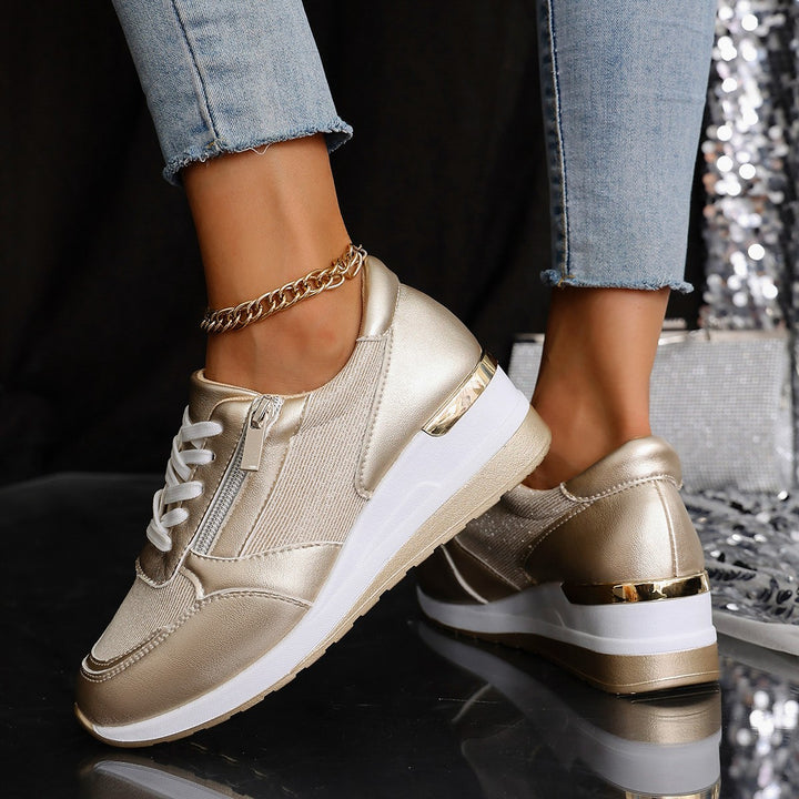Damen Plateau-Sneaker mit Keilabsatz und Reißverschluss Drune