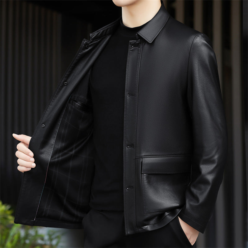 Herren Kunstlederjacke mit praktischen Taschen und modernem Schnitt Drune