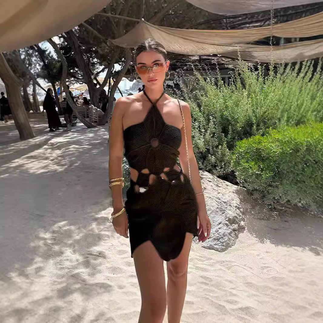 Damen Häkelkleid mit Cut-Outs und Blumenmuster Drune