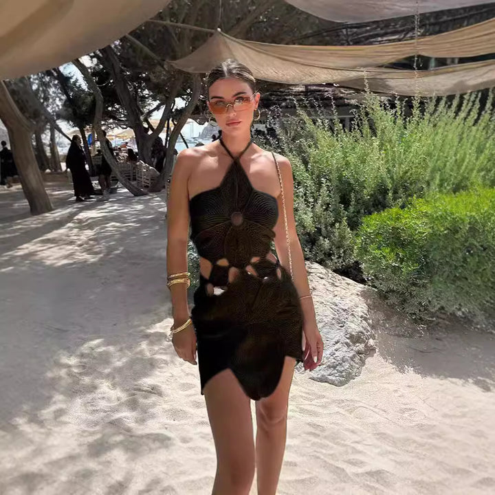 Damen Häkelkleid mit Cut-Outs und Blumenmuster Drune