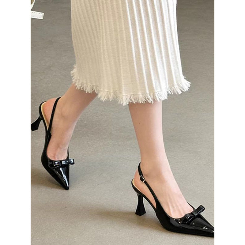 Damen spitze Slingback-Pumps mit eleganter Schleifenverzierung Drune