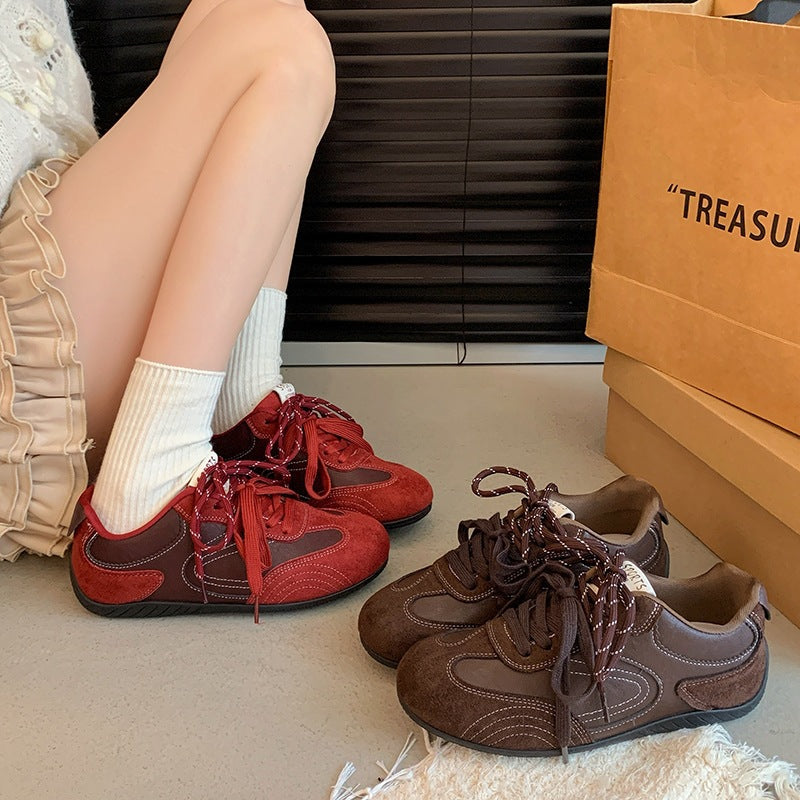 Damen Modische Schnür-Halbschuhe aus Wildleder- und Glattleder mit gepolstertem Komfortfußbett Drune
