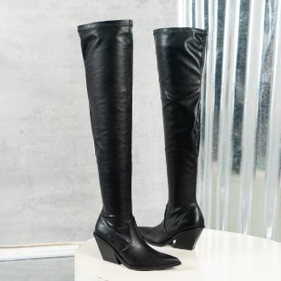 Damen High-Heel Overknee-Stiefel mit schickem Riemendesign Drune