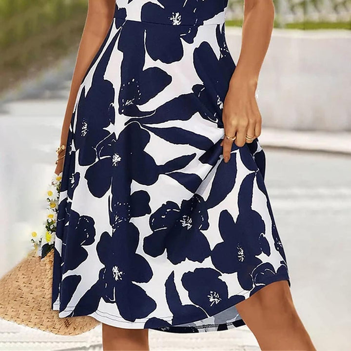 Damen Blumenmuster A-Linie Kleid Drune