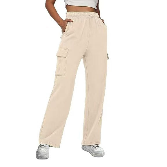 Damen nan relaxed-fit Cargo-Jogginghose mit geradem Bein, Elastikbund und aufgesetzten Klappentaschen Drune