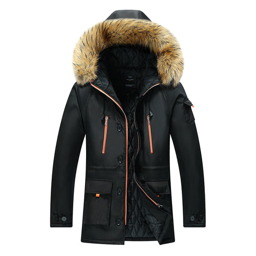 Herren Thermo-Outdoorparka mit Kunstfellkapuze, gesteppter Innenfütterung und multifunktionalen Taschen Drune