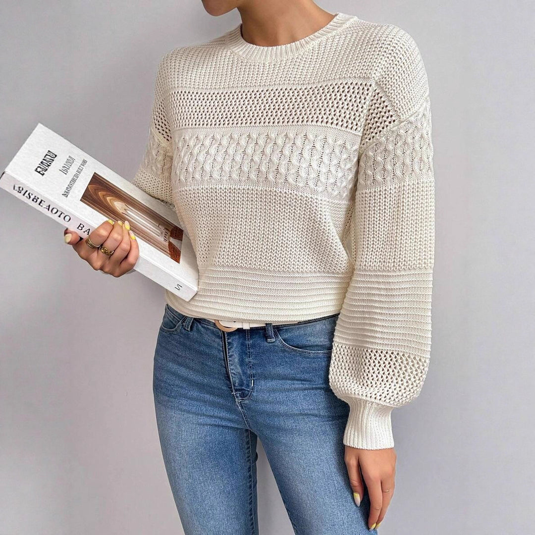 Damen Strickpullover mit modernem Lochmuster Drune