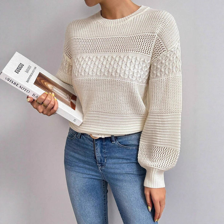 Damen Strickpullover mit modernem Lochmuster Drune